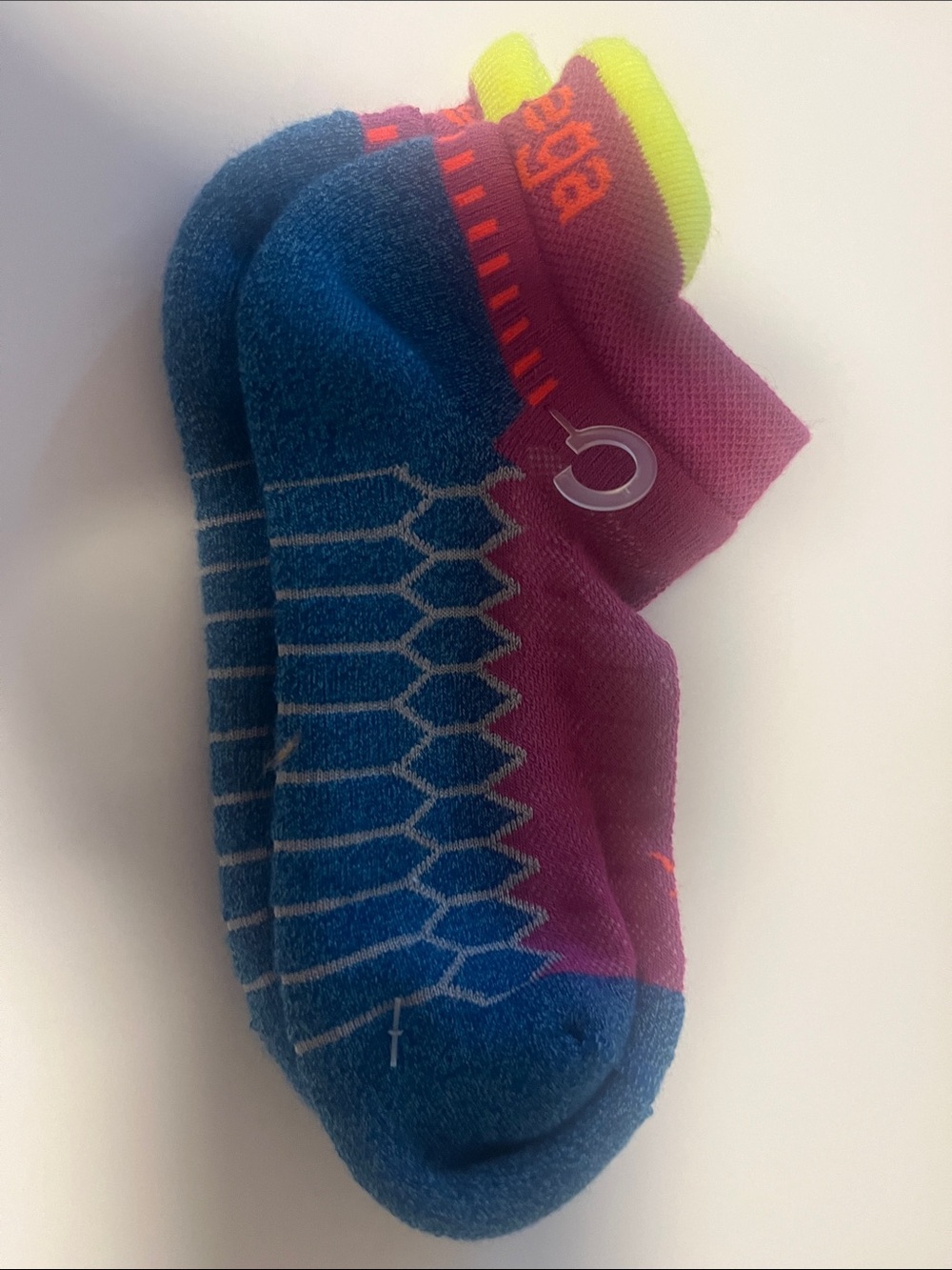 Woman's Low-Cut Performance Socks - Pink, Blue & Neon Yellow Small